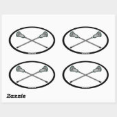 Groene Lacrosse Sticks Ovale Sticker (Vel)