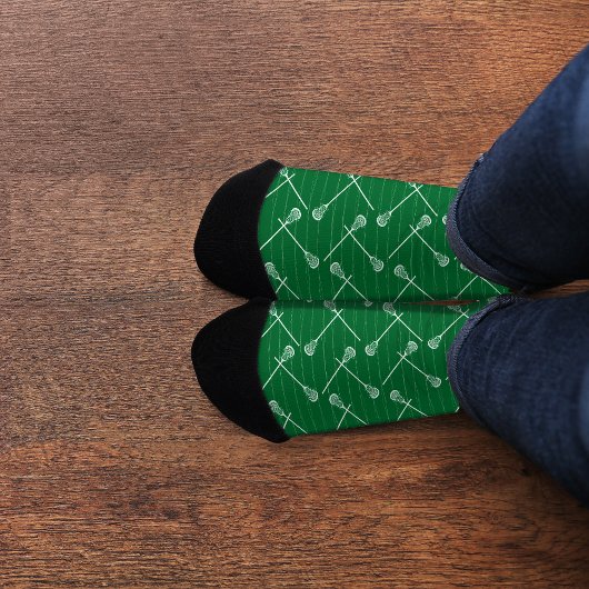Groene Lacrosse White Sticks Patterned Socks Sokken