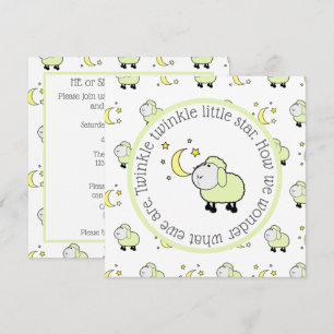 Groene Lam Met Maan En Sterren Gender Reveal Party Kaart