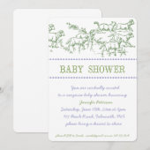 Groene Lamb Baby shower Uitnodiging - unisex (Voorkant / Achterkant)