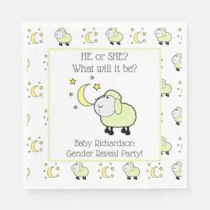 Groene lamp met maan en sterren Genderfeest Servet