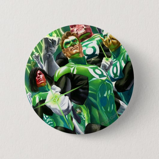 Groene lampjes ronde button 5,7 cm (Voorkant)