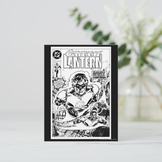 Groene lampjes vliegen, zwart en wit briefkaart (Staand voorkant)