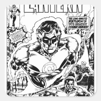 Groene lampjes vliegen, zwart en wit vierkante sticker