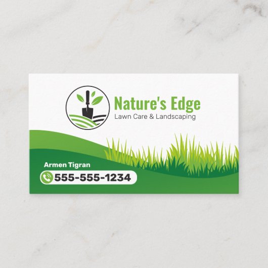 Groene Landscaping Lawn Care Tuinman Maaien Visitekaartje (Voorkant)