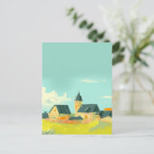 Groene landschappelijke natuur en huizen briefkaart (Staand voorkant)