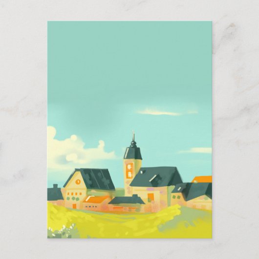 Groene landschappelijke natuur en huizen briefkaart (Voorkant)