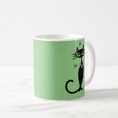 Groene Langhalskat Retro Koffiemok (Voorkant rechts)