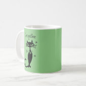 Groene Langhalskat Retro Koffiemok (Voorkant links)