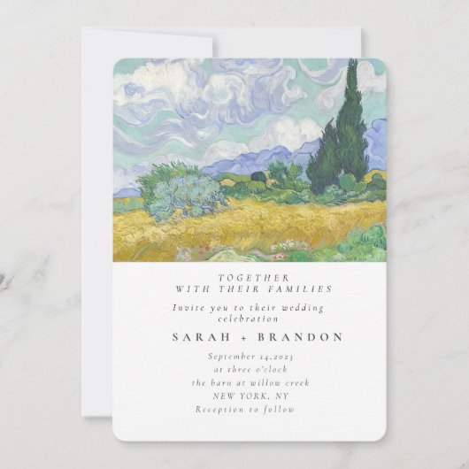 Groene Lanscape Oud schilderbruiloft Kaart (Voorkant)