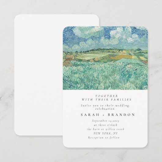 Groene Lanscape Oud schilderbruiloft Kaart (Voorkant / Achterkant)