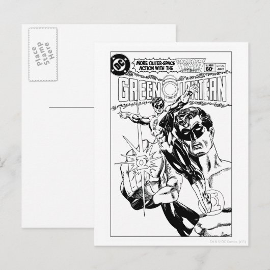 Groene Lantaarn - Action Comic Hoesje, Black en Wh Briefkaart (Voorkant / Achterkant)