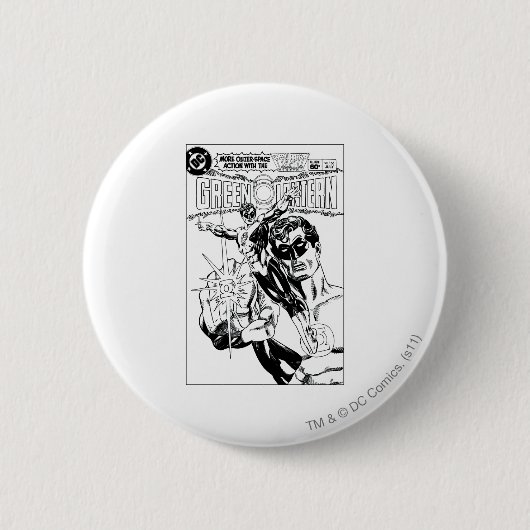 Groene Lantaarn - Action Comic Hoesje, Black en Wh Ronde Button 5,7 Cm (Voorkant)