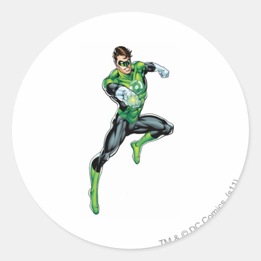Groene Lantaarn - Comic, Jumping Ronde Sticker (Voorkant)