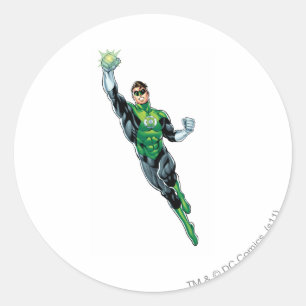 Groene lantaarn - Comic, omhoog vliegend Ronde Sticker