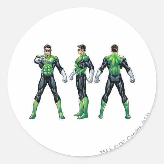 Groene Lantaarn Drie Uitzichten Ronde Sticker (Voorkant)