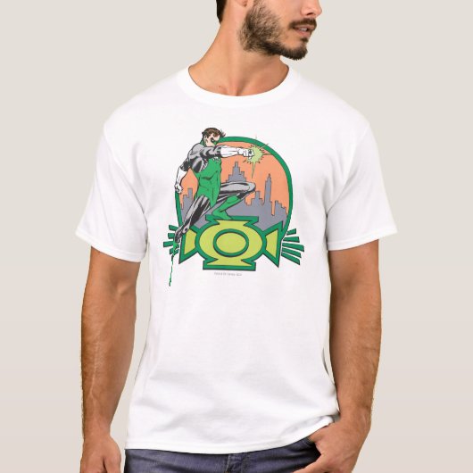 Groene Lantaarn en Cityscape T-shirt (Voorkant)