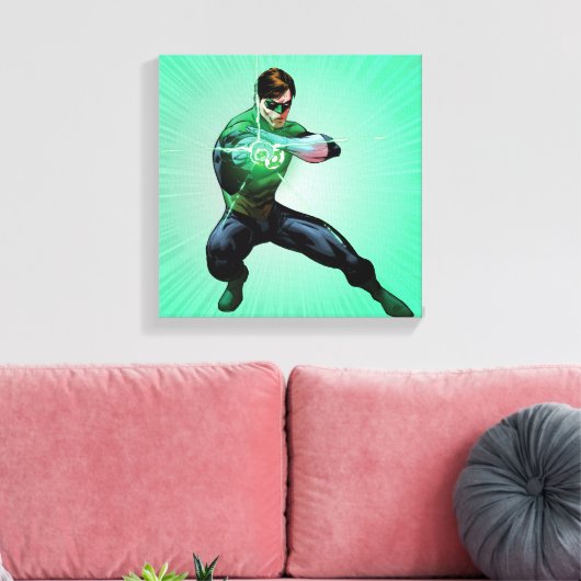 Groene lantaarn en golvende ring canvas afdruk (Insitu (Woonkamer))