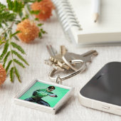 Groene lantaarn en golvende ring sleutelhanger (Zijkant)