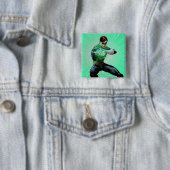 Groene lantaarn en golvende ring vierkante button 5,1 cm (In situ)