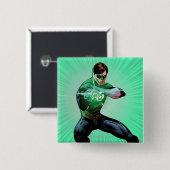 Groene lantaarn en golvende ring vierkante button 5,1 cm (Voorkant /achterkant)