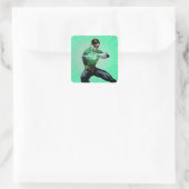 Groene lantaarn en golvende ring vierkante sticker (Tas)