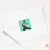 Groene lantaarn en golvende ring vierkante sticker (Envelop)