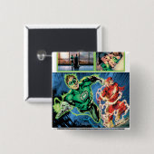 Groene Lantaarn en het Comité van de Flits Vierkante Button 5,1 Cm (Voorkant /achterkant)