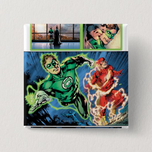 Groene Lantaarn en het Comité van de Flits Vierkante Button 5,1 Cm (Voorkant)