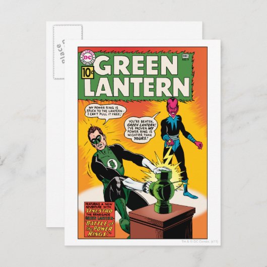 Groene Lantaarn en Hoesje van Sinestro Briefkaart (Voorkant / Achterkant)