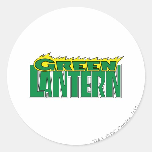 Groene Lantaarn - Gele Flammen Ronde Sticker (Voorkant)