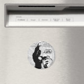 Groene lantaarn - Glanzende lantaarn, zwart en wit Magneet (Insitu (Vaatwasser))