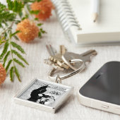 Groene lantaarn - Glanzende lantaarn, zwart en wit Sleutelhanger (Zijkant)