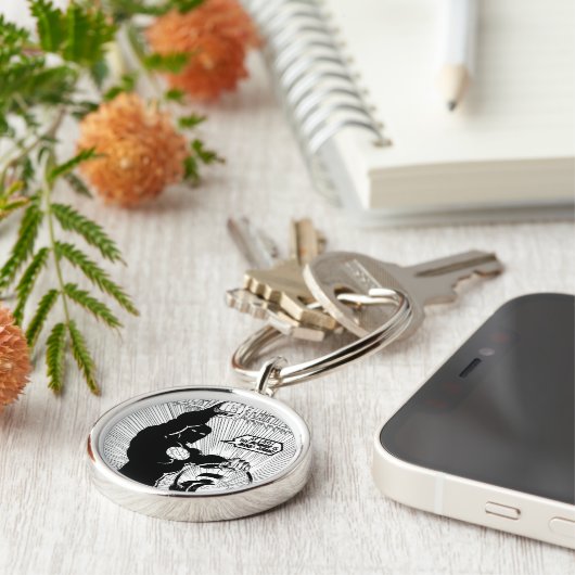 Groene lantaarn - Glanzende lantaarn, zwart en wit Sleutelhanger (Zijkant)