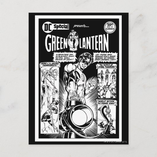 Groene Lantaarn - Groene met de hand beklede Comic Briefkaart (Voorkant)