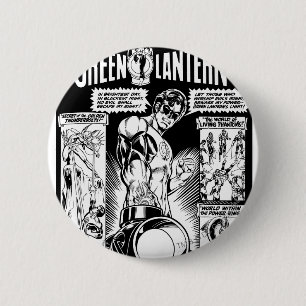 Groene Lantaarn - Groene met de hand beklede Comic Ronde Button 5,7 Cm