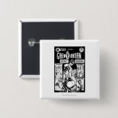 Groene Lantaarn - Groene met de hand beklede komie Vierkante Button 5,1 Cm (Voorkant /achterkant)