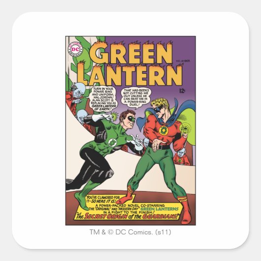 Groene Lantaarn in de ring Vierkante Sticker (Voorkant)