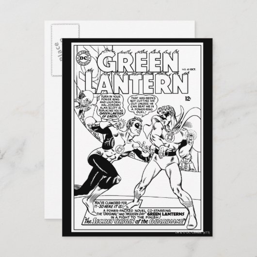 Groene Lantaarn in de ring, zwart en wit Briefkaart (Voorkant / Achterkant)