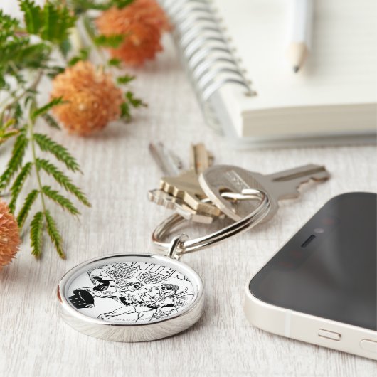 Groene Lantaarn in de ring, zwart en wit Sleutelhanger (Zijkant)