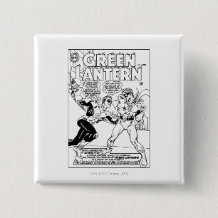 Groene Lantaarn in de ring, zwart en wit Vierkante Button 5,1 Cm