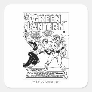 Groene Lantaarn in de ring, zwart en wit Vierkante Sticker