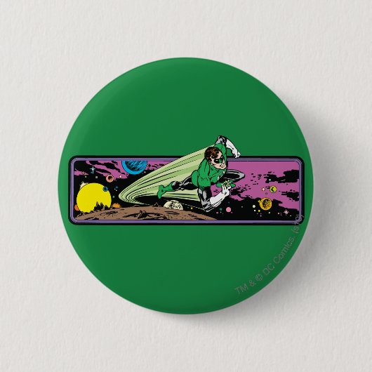 Groene Lantaarn in de ruimte Ronde Button 5,7 Cm (Voorkant)