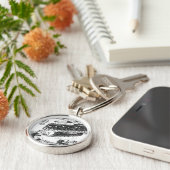 Groene Lantaarn in de trenches, zwart en wit Sleutelhanger (Zijkant)