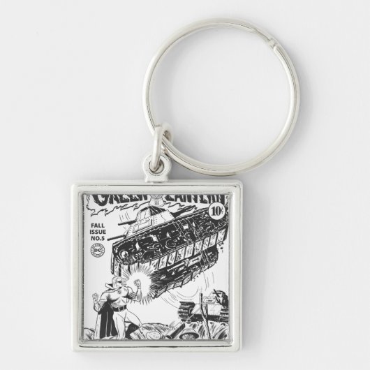 Groene Lantaarn in de trenches, zwart en wit Sleutelhanger (Voorkant)