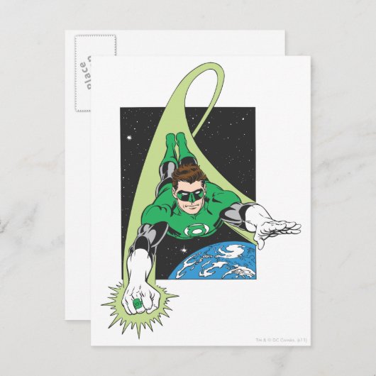 Groene Lantaarn in ruimte Briefkaart (Voorkant / Achterkant)