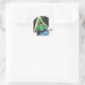 Groene Lantaarn in ruimte Ronde Sticker (Tas)