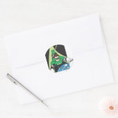 Groene Lantaarn in ruimte Ronde Sticker (Envelop)
