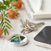 Groene Lantaarn in ruimte Sleutelhanger (Zijkant)