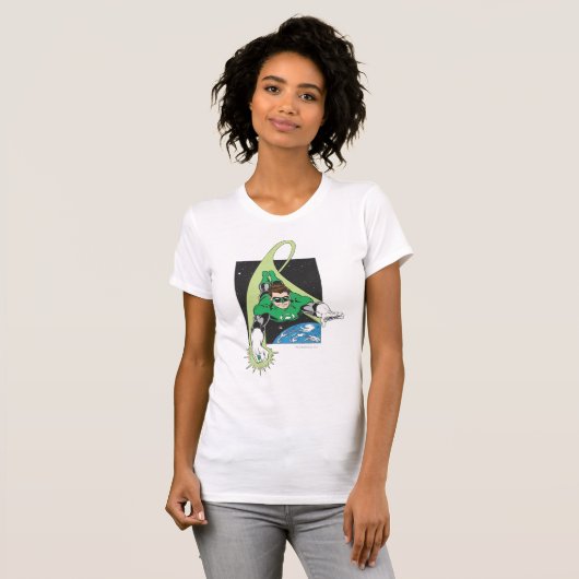 Groene Lantaarn in ruimte T-shirt (Voorkant volledig)